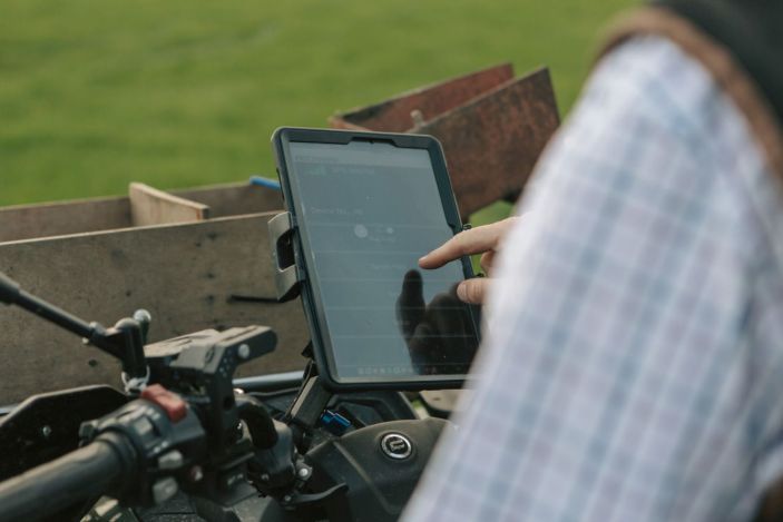 GPS Soil Testing on a farm in Cumbria's Eden Valley using quad bike mounted tablet.