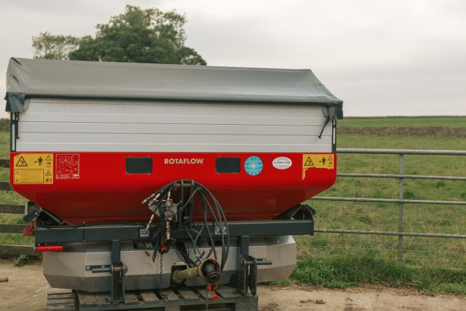 Rotaflow mineral fertiliser spreader as used on Cumbria's farms.
